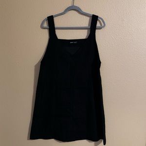 Black corduroy style overall dress